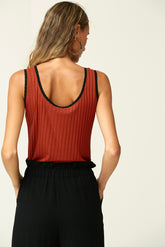 RIBBED KNIT STRAPPY T-SHIRT